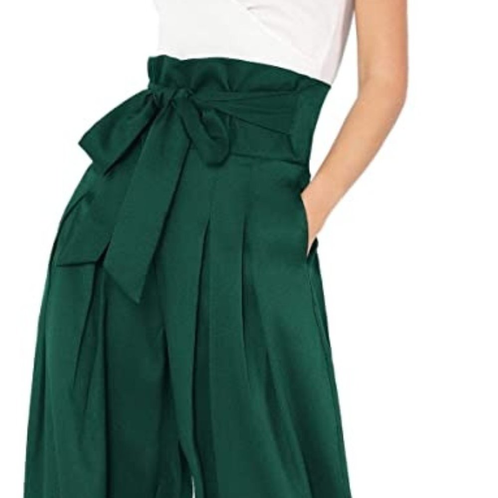 High Waist Emerald Palazzo Pants